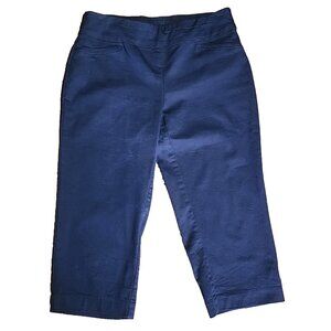 CROFT & BARROW Solid Blue Effortless Stretch Pull On Crop Pants Womens Size 10